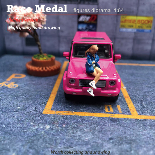 TOY 1/64 people sexy girl Charming sitting  Car diorama for 1:64 car mini sand