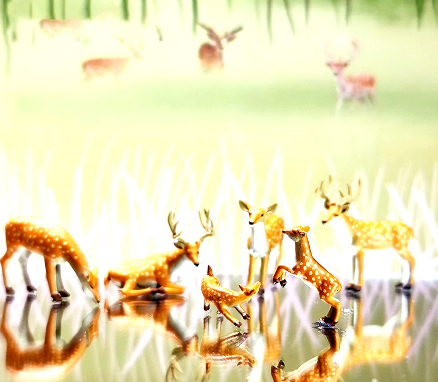 TOY 1/64 diorama Forest Sika Deer fit 1:64 STAND