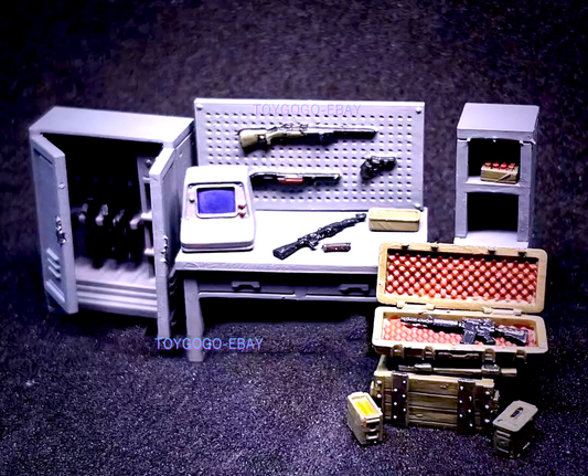 1/64 people  gun Weapons warehouse Haunted House 3D Print TOY fit 1:64 street
