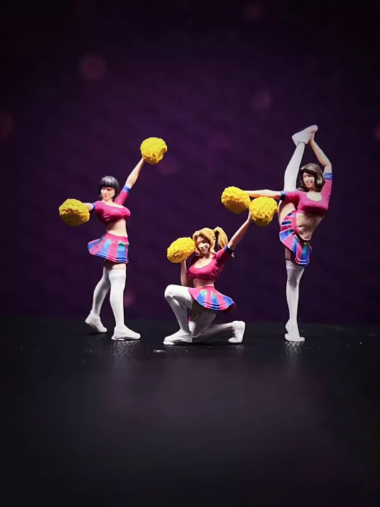3D Print 1/64 cheering team fit 1:64 car Mini Sand Table Hand painted