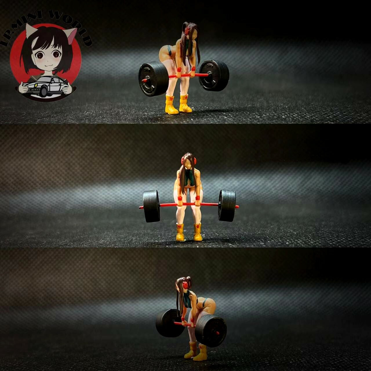 3D PRINT 1/64 sexy  Beautiful girl Weightlifter  fit 1:64 car street stand