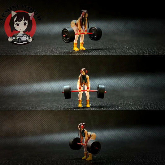3D PRINT 1/64 sexy  Beautiful girl Weightlifter  fit 1:64 car street stand