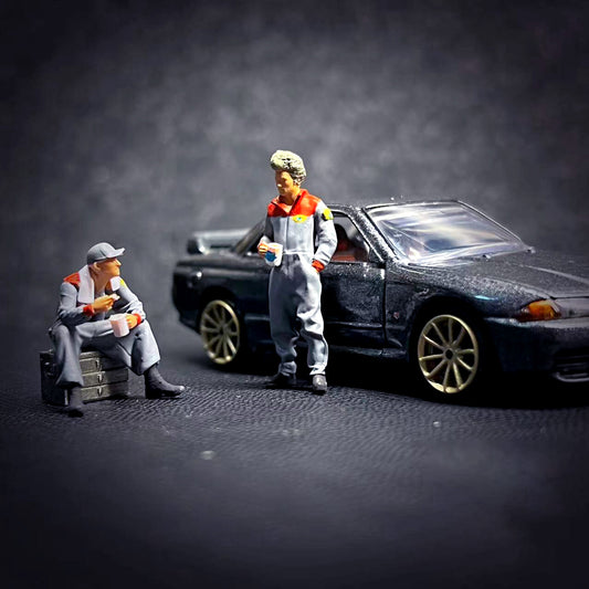 1/64 people motor mechanic figure show girl 3D Print fit 1:64 car diorama