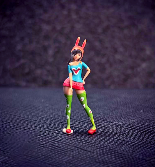 3D PRINT 1/64 lovely Bunny girl model Show girl blue fit 1:64 car street stand