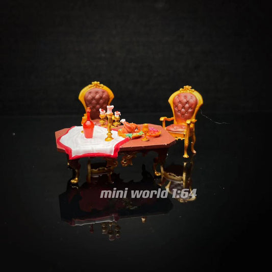 3D Print 1/64 dining table and chair fit 1:64 car Mini Sand Table Hand painted