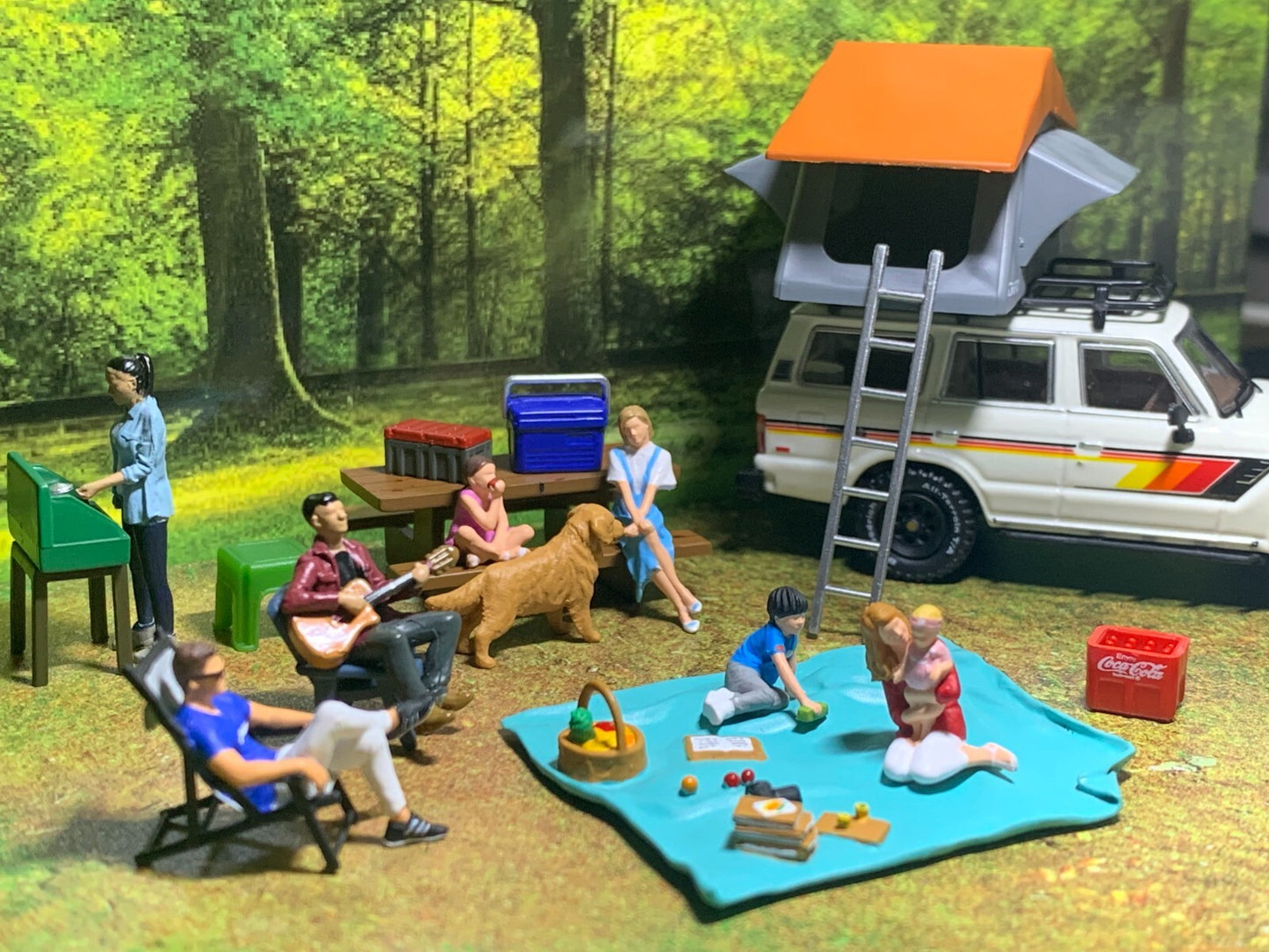 TOY 1/64 people diorama Picnic couple outing family for 1:64 car street