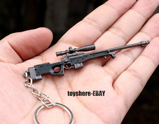 WW2 mini gun AWM Sniper rifle L115A1 full metal keychain toy gift 9cm