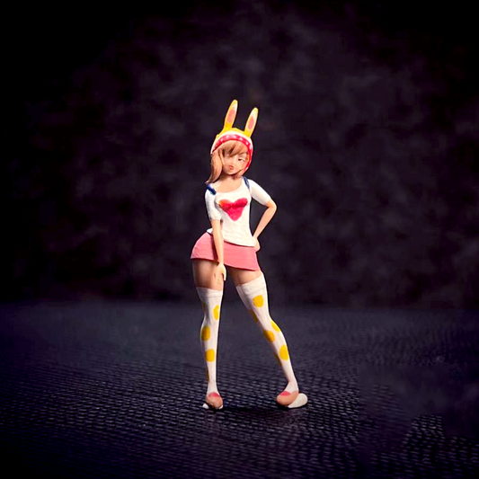 3D PRINT 1/64 lovely Bunny girl model Show girl white fit 1:64 car street stand