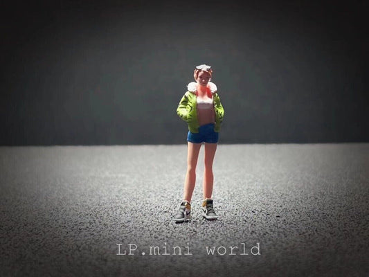 3D PRINT 1/64 fashion cool girl  fit 1:64 car street stand