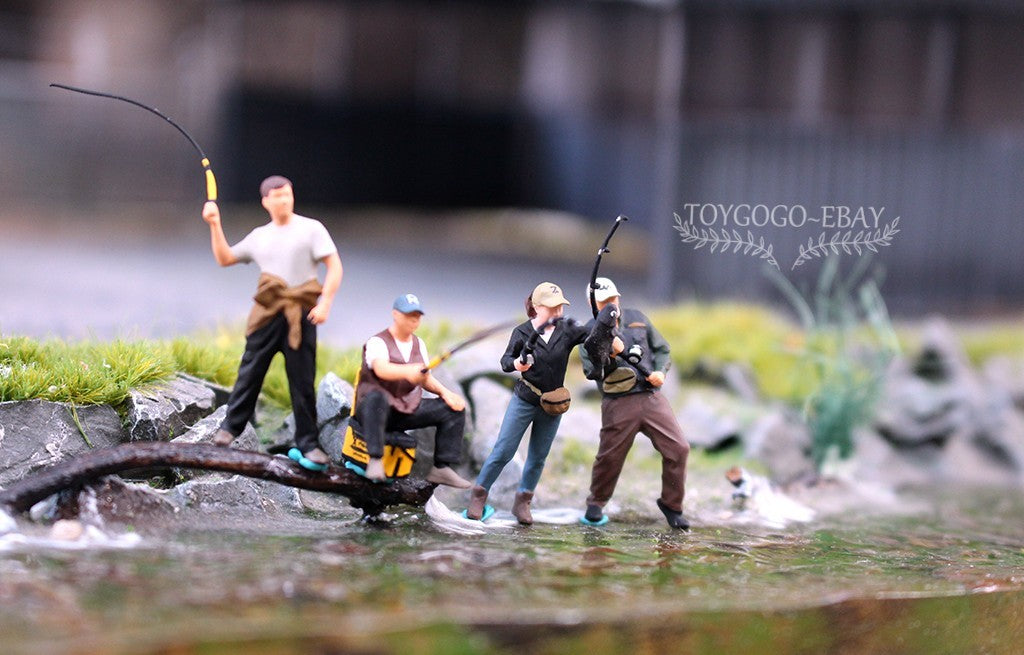 TOY figure 1/64 Angler Group Figurine Friends Enjoying Fishing on Vacation