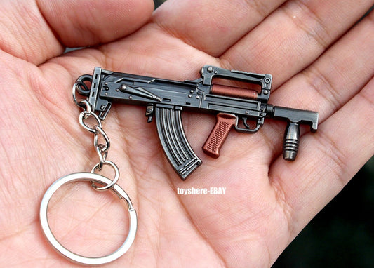 mini  gun Groza assault rifle BIOHAZHARD weapon metal  keychain toy gift  9cm