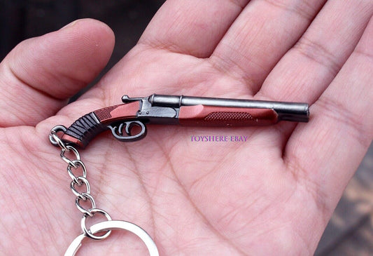 mini  gun double-barreled shotgun full metal keychain toy gift  8cm