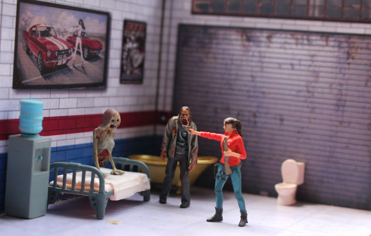 3D PRINT 1/64 jill Zombies BIO Hazard the walking dead Daryl Rick fit 1:64 car