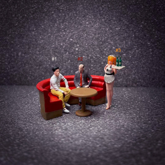 1/64 people SEXY GIRL Restaurant maid sofa 3D Print  fit 1:64 car street