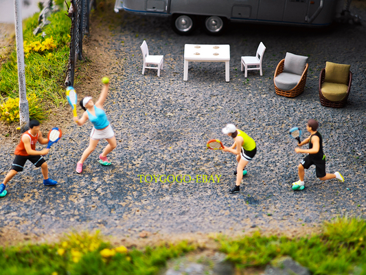 1/64 figure Mixed Doubles Tennis Weekend Leisure Game Miniature Figurine Set