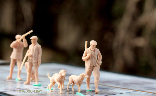 3D print 1/72 1/64 1/43 hunting season hunter hound one set unpaint figure