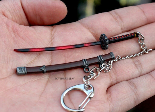 mini Samurai sword Noshir Dalal WOLF weapon metal keychain toy gift 9CM 1/12 Red