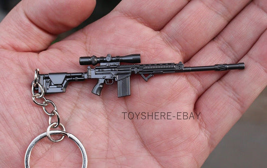 1/12 Mini  gun  FAL sniper Rifle full metal  keychain toy gift  9cm