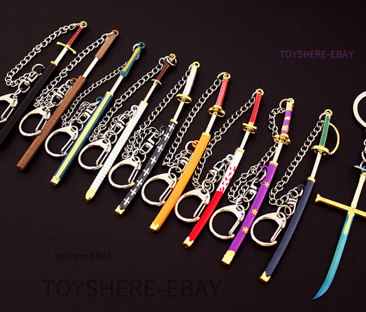 1/12 TOY mini swords ONE PIECE  Katana Zoro key chain 9cm