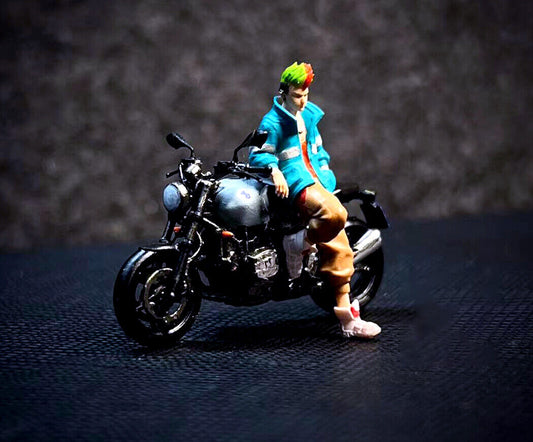 3D Print 1/64 figures COOL BOY MAN with  mororbike  fit 1:64 car STREET