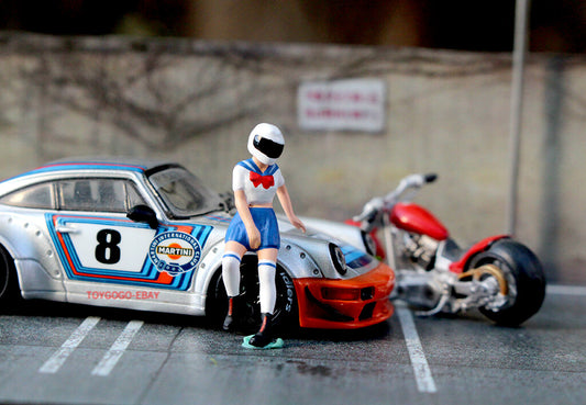 1/64 figure Beautiful girl racing driver fit 1:64 car street Diorama IN STOCK
