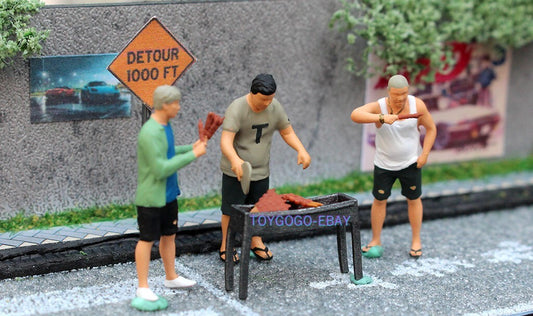 1/64 Hand Painted Miniature man Enjoying Delicious BBQ Lamb Skewers in stock