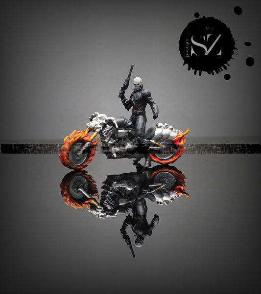 3D PRINT 1/64 Rider Hell  motorcycle fit 1:64 car street stand