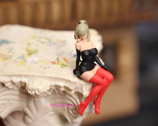 1/64 pretty girl sexy RED tights fit 1:64 car street diorama figure