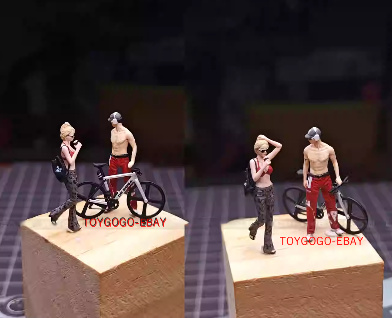 miniature 1/64 sexy girl cool man and mountain bike fit 1:64 car street in STOCK