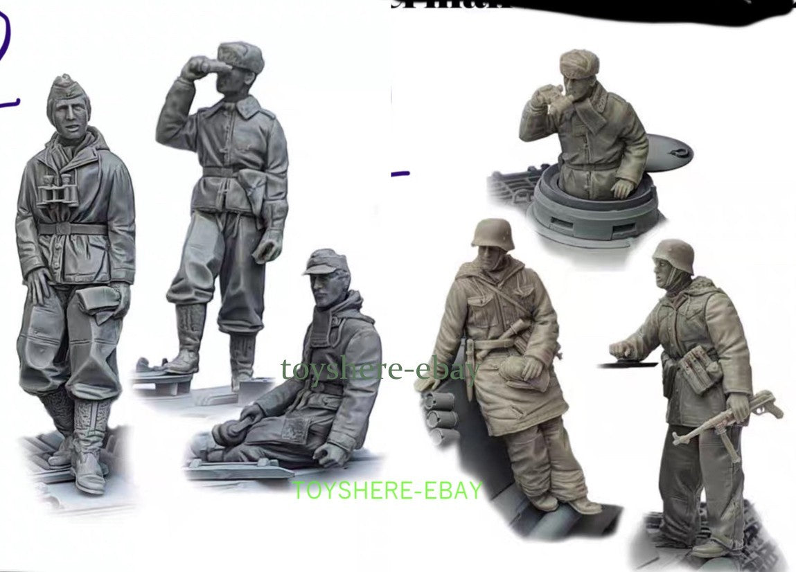 1/72 1/48 soldiers WWII  Winter Tiger Tank Crew German Complete Crew Team 6pcs