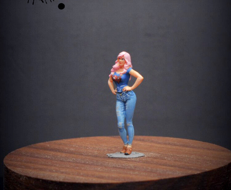 1/43  1/64  figure lady Spider cool girl Holland  hero fit 1:64 street car stand