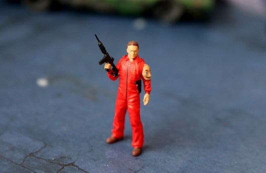 TOY 1/64  figure cool man RED Robbery MASK Bandit  diorama mini sand