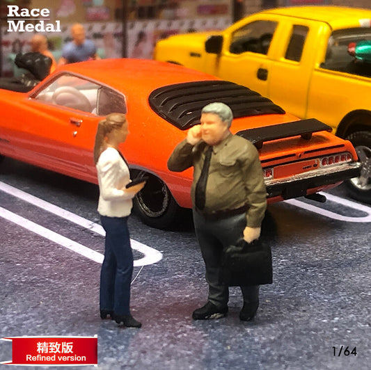 2pcs 1/64 people Macro photography figure diorama mini sand Fat Boss secretary