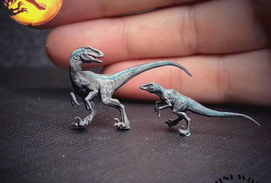 3D print 1/64 figure Velociraptor Dinosaur age diorama fit 1:64 car  stand