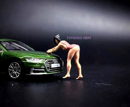 1/64 figure sexy girl allure washing car Miniatur?fit 1:64 car street diorama #4