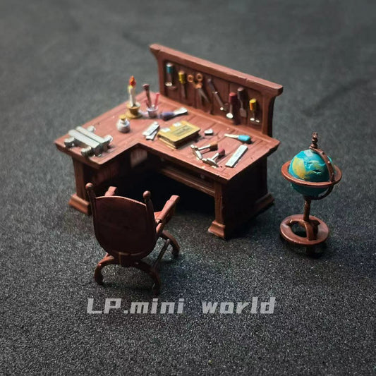 3D PRINT 1/64 Worktable chair table globe FIT 1:64 CAR street stand