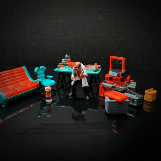 1/64 people Weird crazy Professor kid 3D Print TOY fit 1:64 car street stand