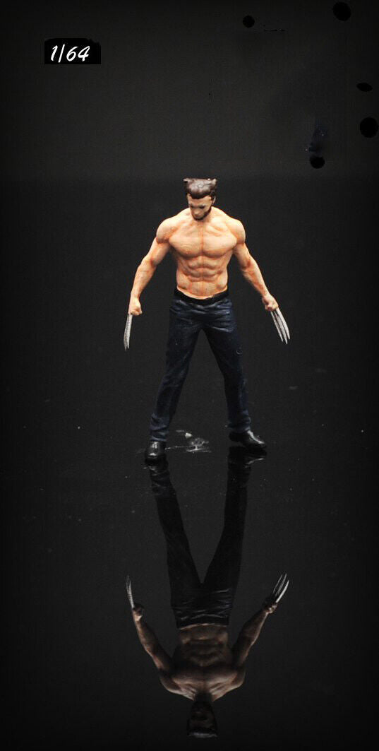 3D PRINT 1/64 wolve man Logan Howlett fit 1:64 car street stand hand painted