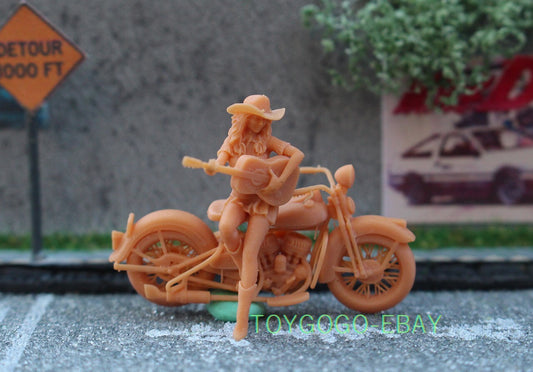 miniture 1/64 figures cowboy guitar motorcycle fit 1:64 car STREET Diorama