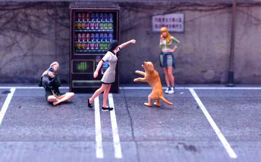 1/64 figure pretty gril paly dog cat SEXY Girl 3D Print  fit 1:64 car street