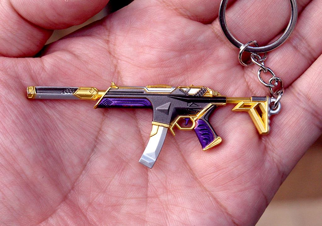 mini gun VALORANT Gold Assault Rifle full metal keychain toy gift 9cm 1/12