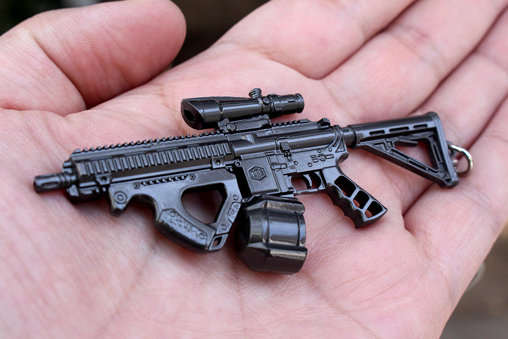 1/12 Mini gun HK416 Rifle full metal keychain toy gift 9cm