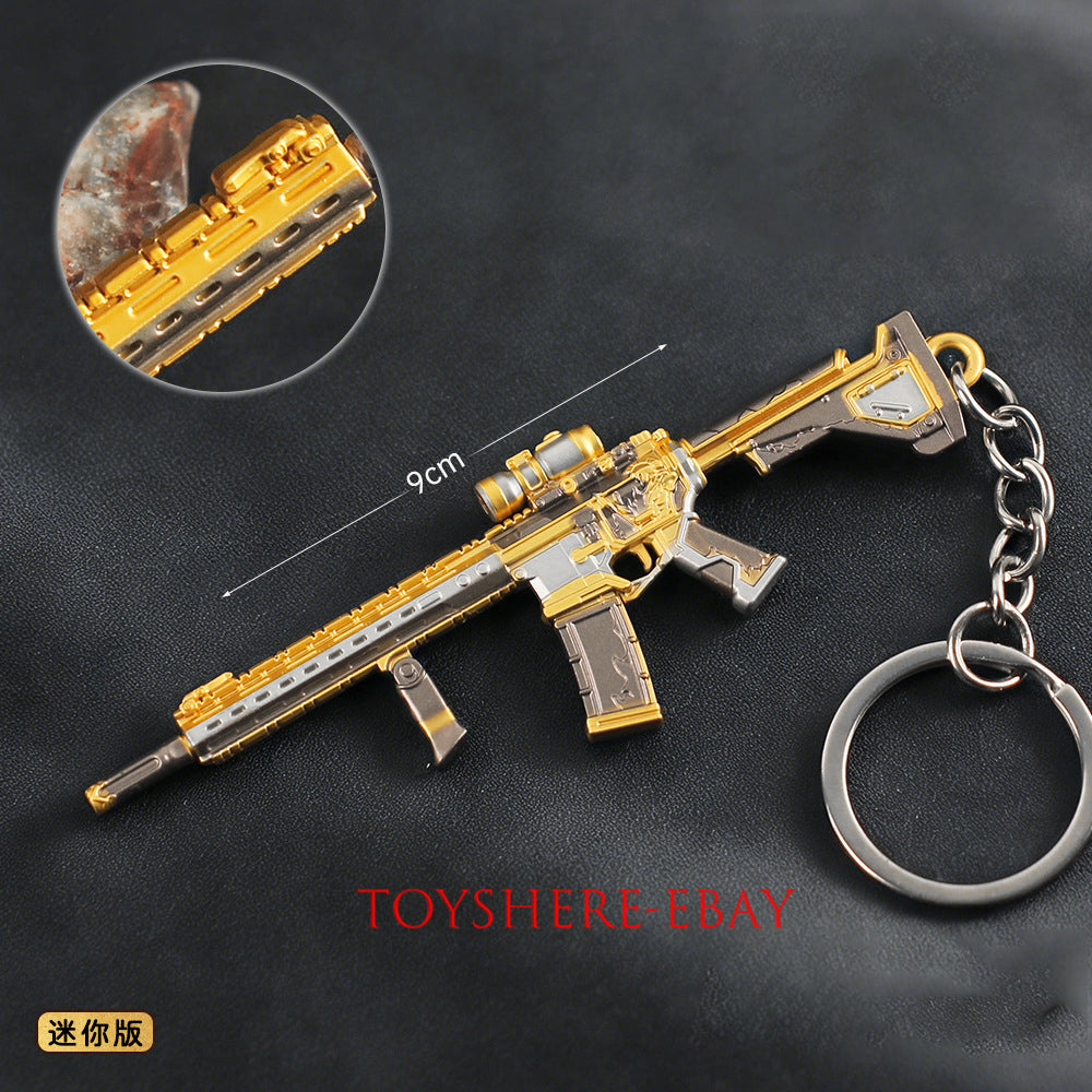 1/12 mini gun Battlefield 6 GOD COLOR M4A1 gun metal keychain toy gift 9cm