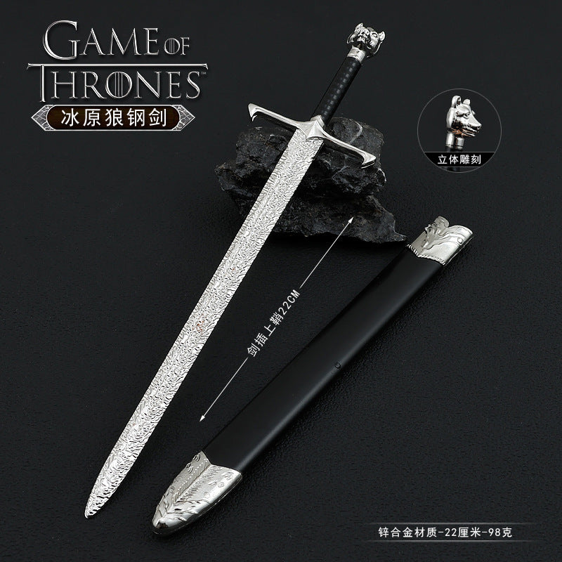 1/5 Scale Game of Thrones Ice Wolf Steel Sword Metal Mini Sword Model 22CM