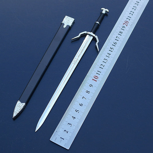 1/5 The Witcher  Geralt Two-Headed Beast Sword New Monster Steel Sword 22cm Weapon Model BLACK