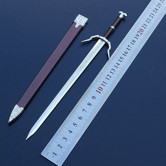 1/5 The Witcher  Geralt Two-Headed Beast Sword New Monster Steel Sword 22cm Weapon Model RED