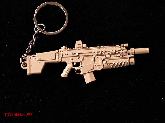 Battlefield6 1/12 SCAR-L Grenade Launcher Metal Keychain Die Cast Model Great for Backpack