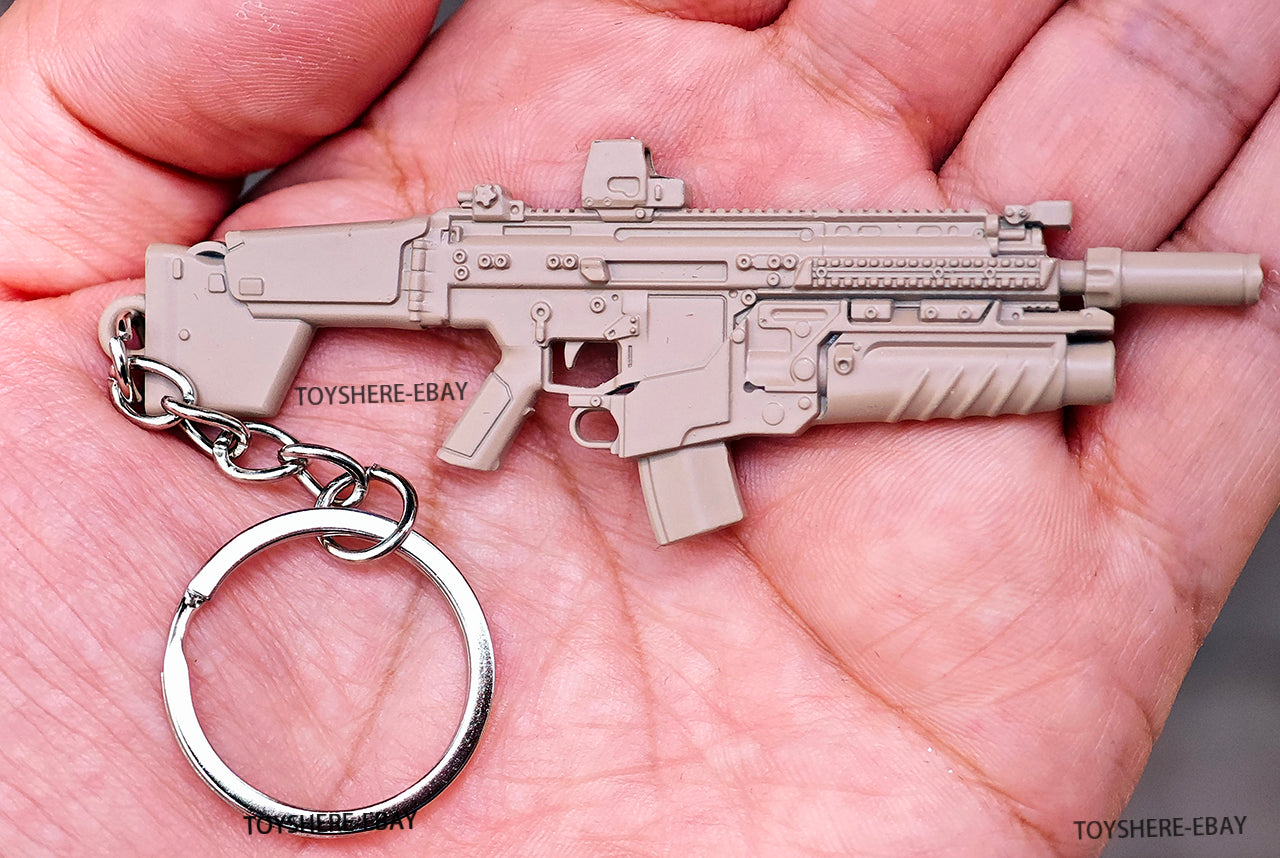 Battlefield6 1/12 SCAR-L Grenade Launcher Metal Keychain Die Cast Model Great for Backpack
